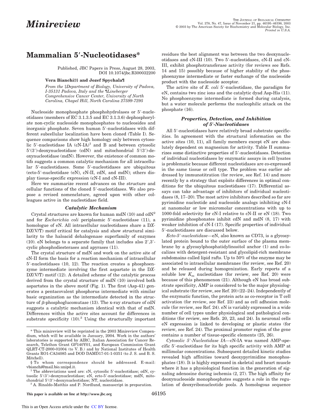 Mammalian 5Â€²-Nucleotidases*