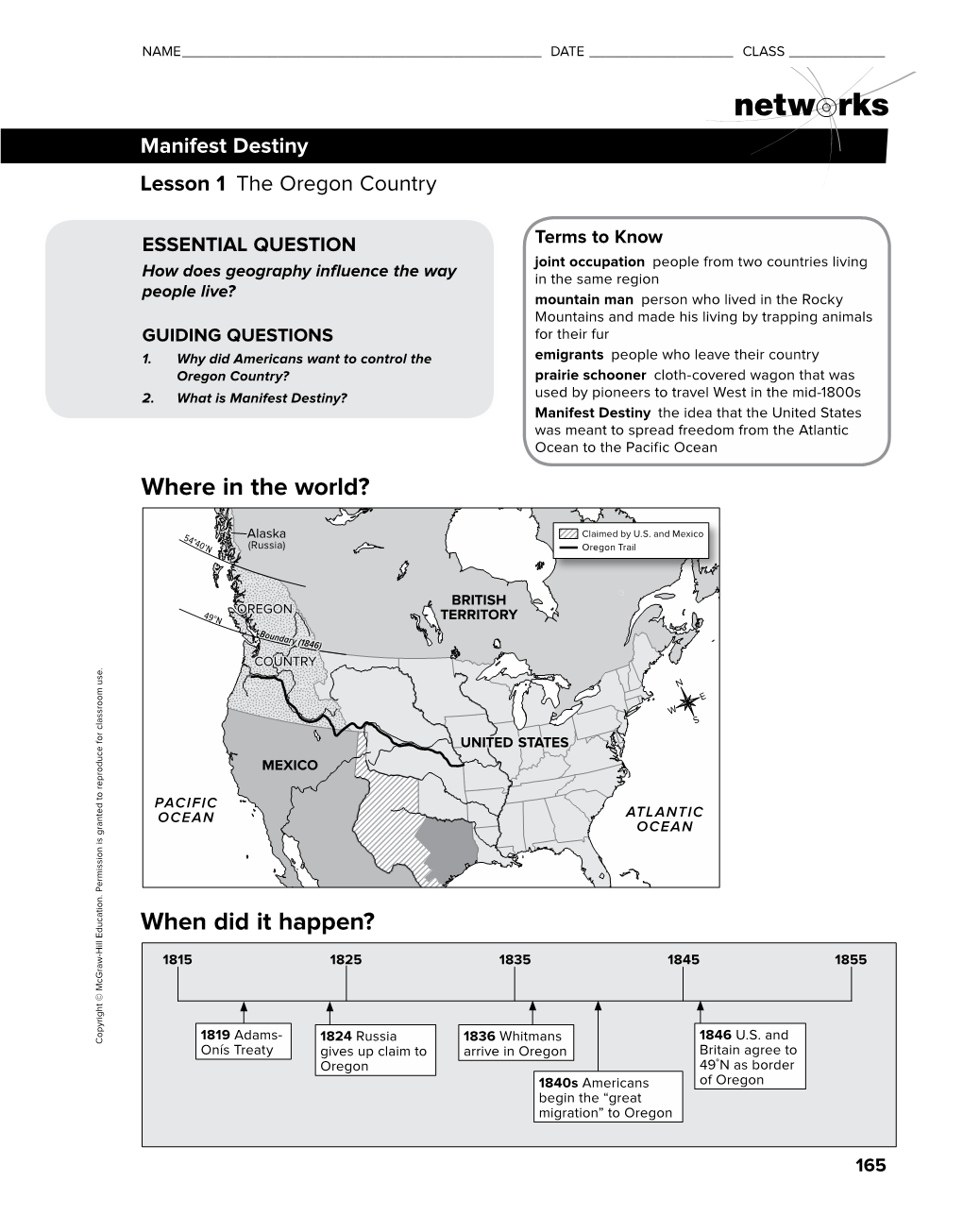 Oregon and Manifest Destiny Americans Began to Settle All Over the Oregon Country in the 1830S