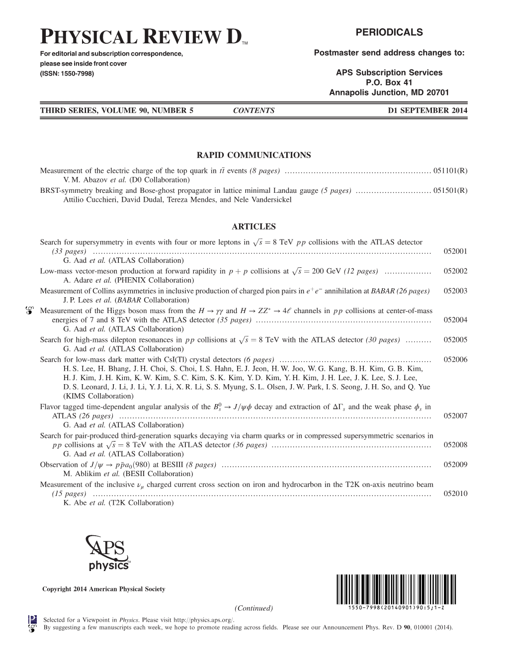 Table of Contents (Print)