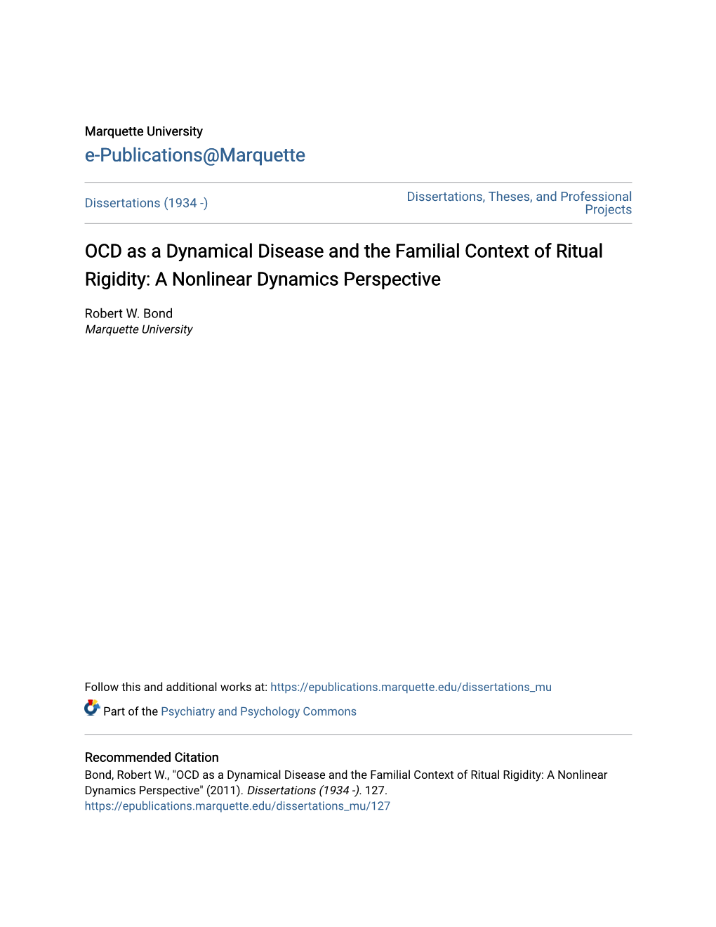 OCD As a Dynamical Disease and the Familial Context of Ritual Rigidity: a Nonlinear Dynamics Perspective