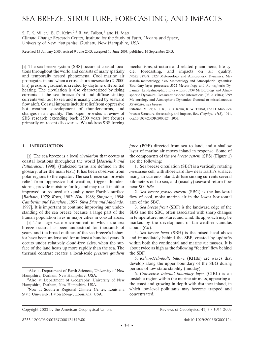 Sea Breeze: Structure, Forecasting, and Impacts