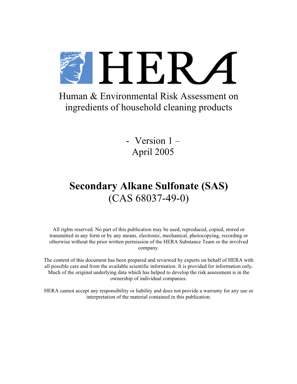 Secondary Alkane Sulfonate (SAS) (CAS 68037-49-0)