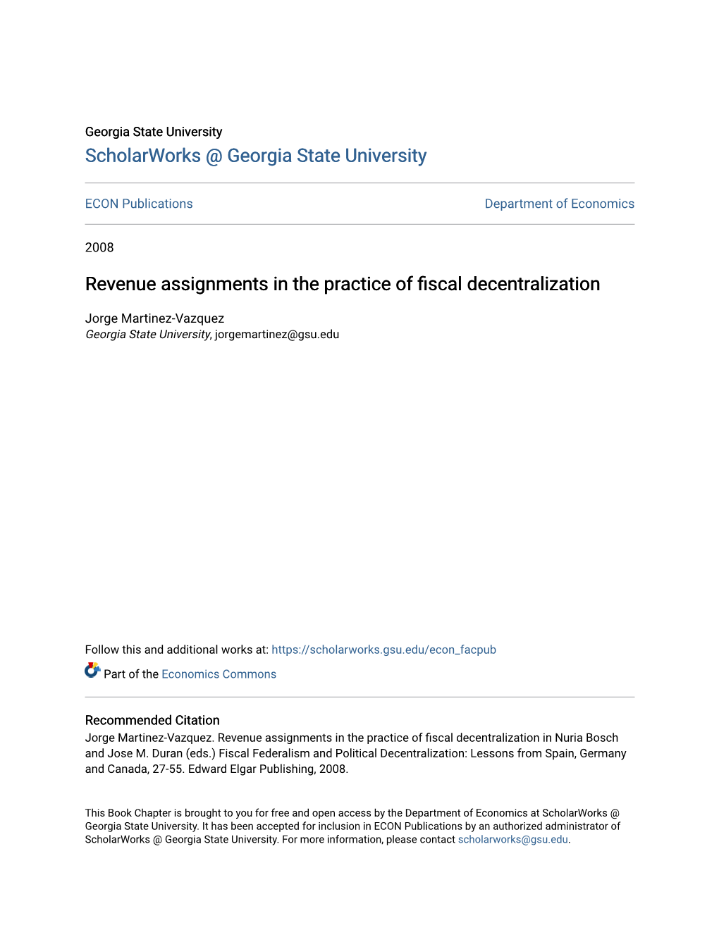 Revenue Assignments in the Practice of Fiscal Decentralization