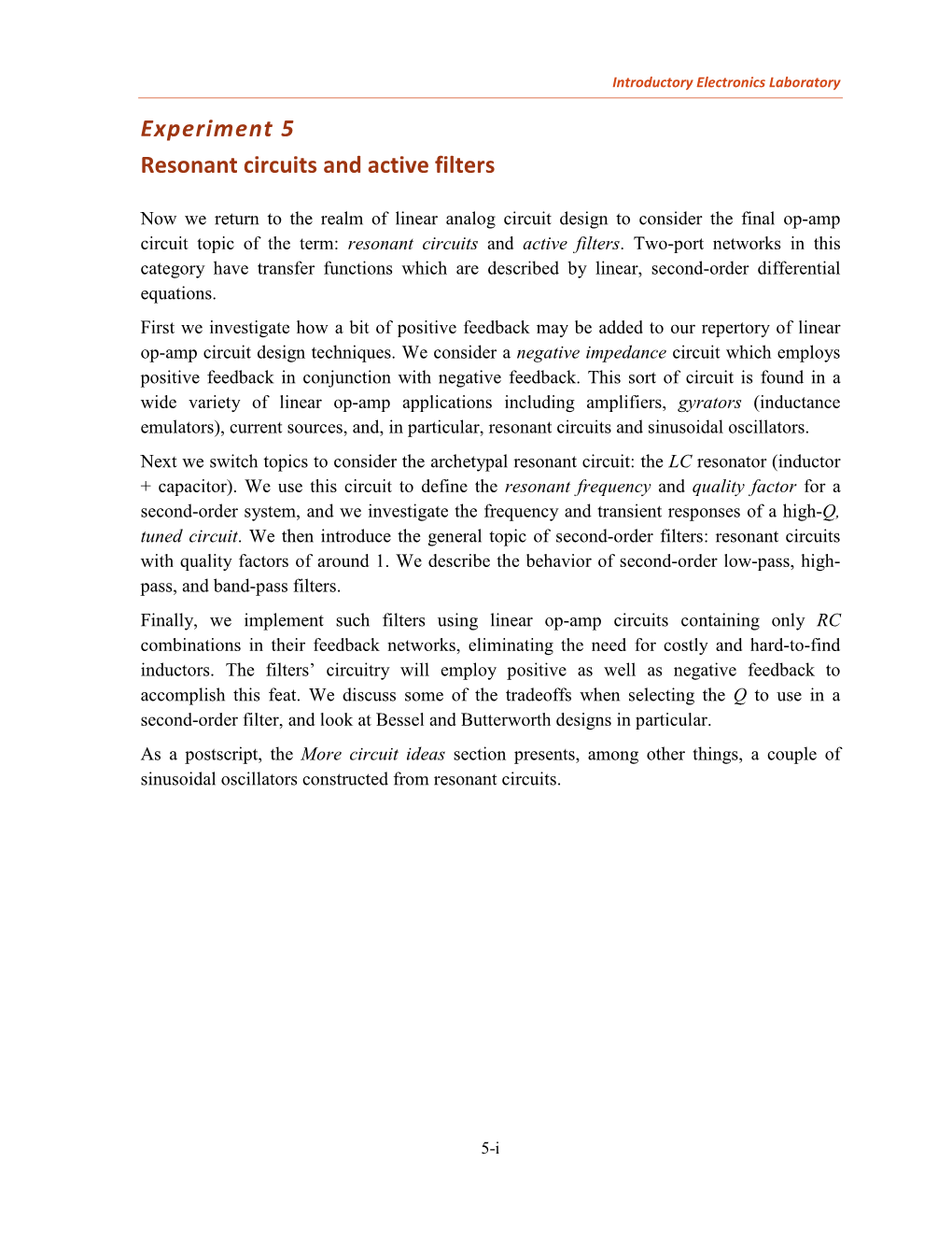 Experiment 5 Resonant Circuits and Active Filters