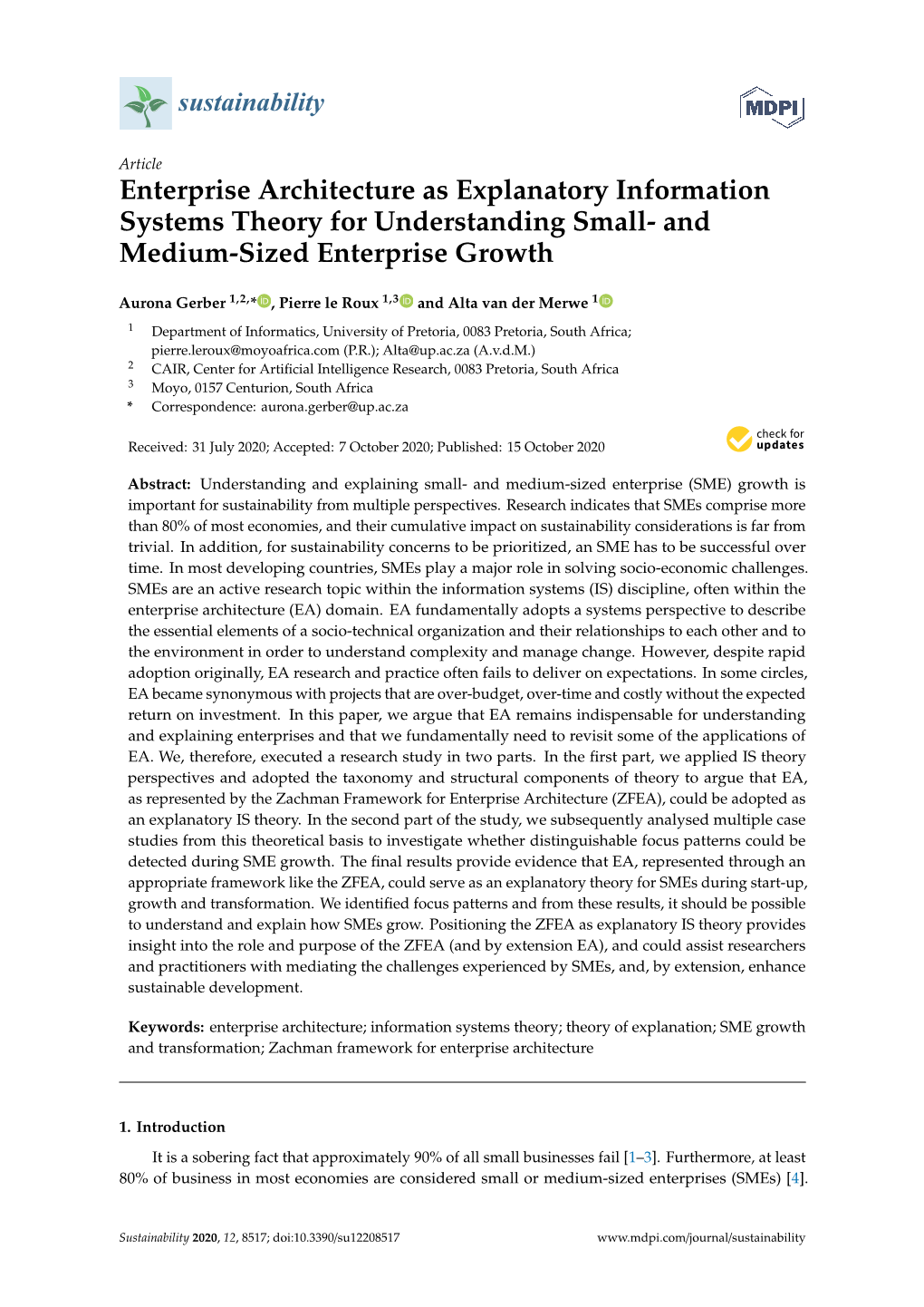 Enterprise Architecture As Explanatory Information Systems Theory for Understanding Small- and Medium-Sized Enterprise Growth