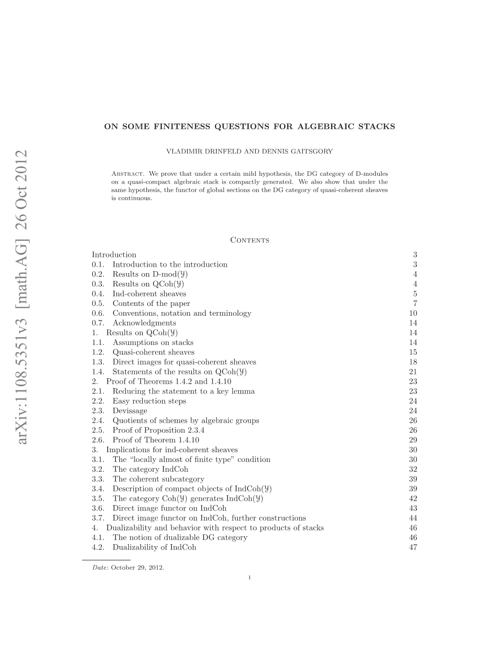 Arxiv:1108.5351V3 [Math.AG] 26 Oct 2012 ..Rslso D-Mod( on Results Introduction the to 0.2