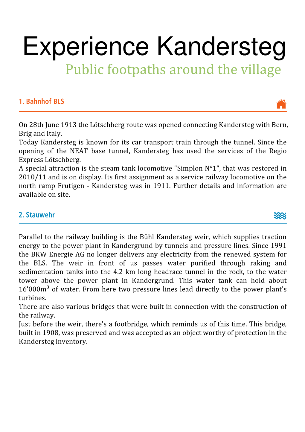 Experience Kandersteg Public Footpaths Around the Village