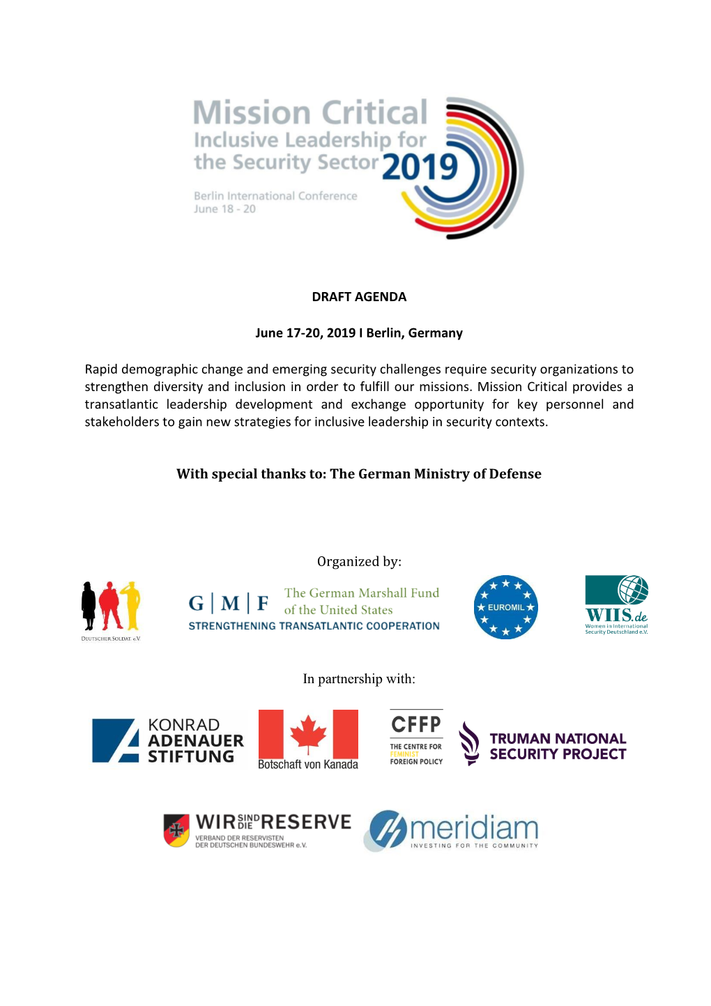 DRAFT AGENDA June 17-20, 2019 I Berlin, Germany Rapid