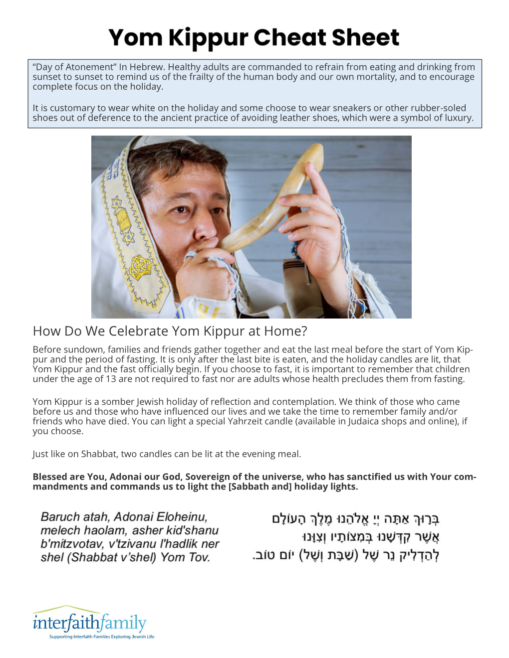 How Do We Celebrate Yom Kippur at Home?