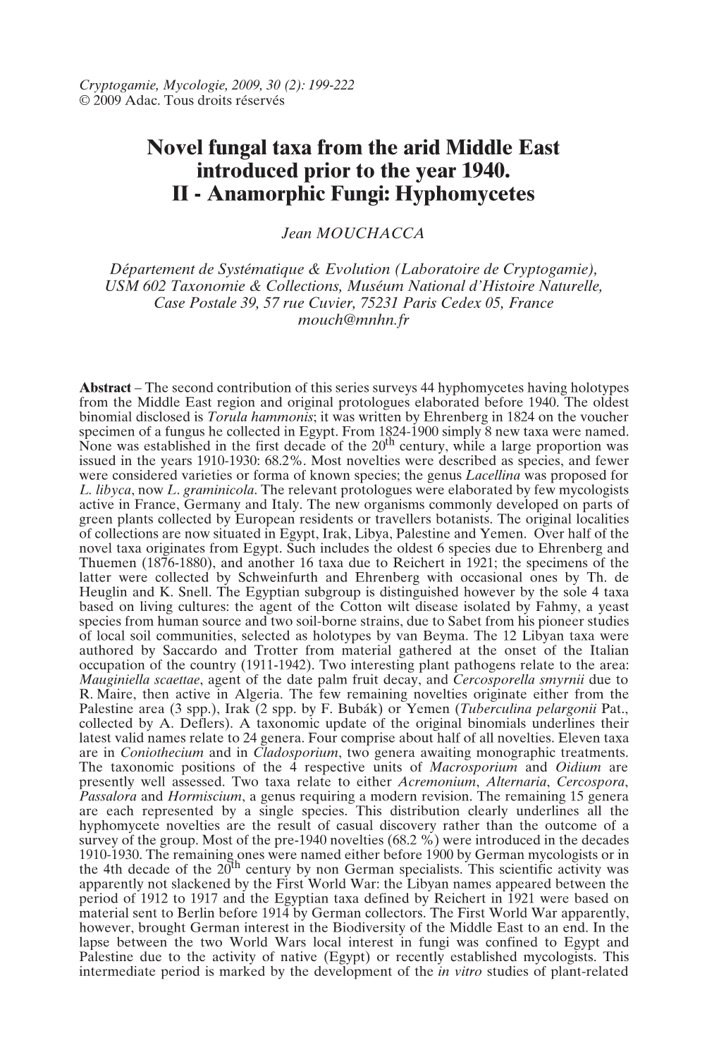 Anamorphic Fungi: Hyphomycetes