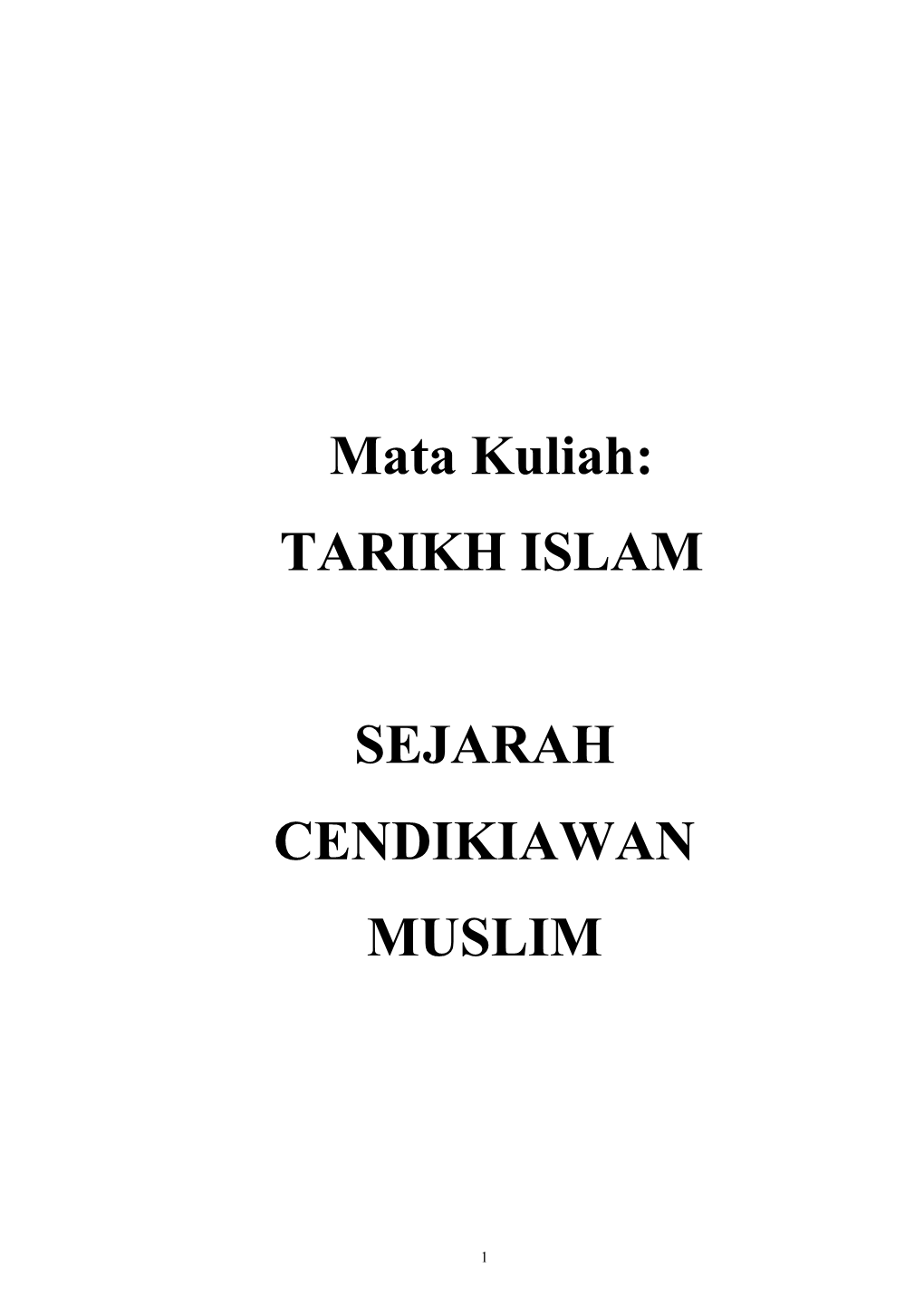 Kumpulam Makalah Tarikh Islam