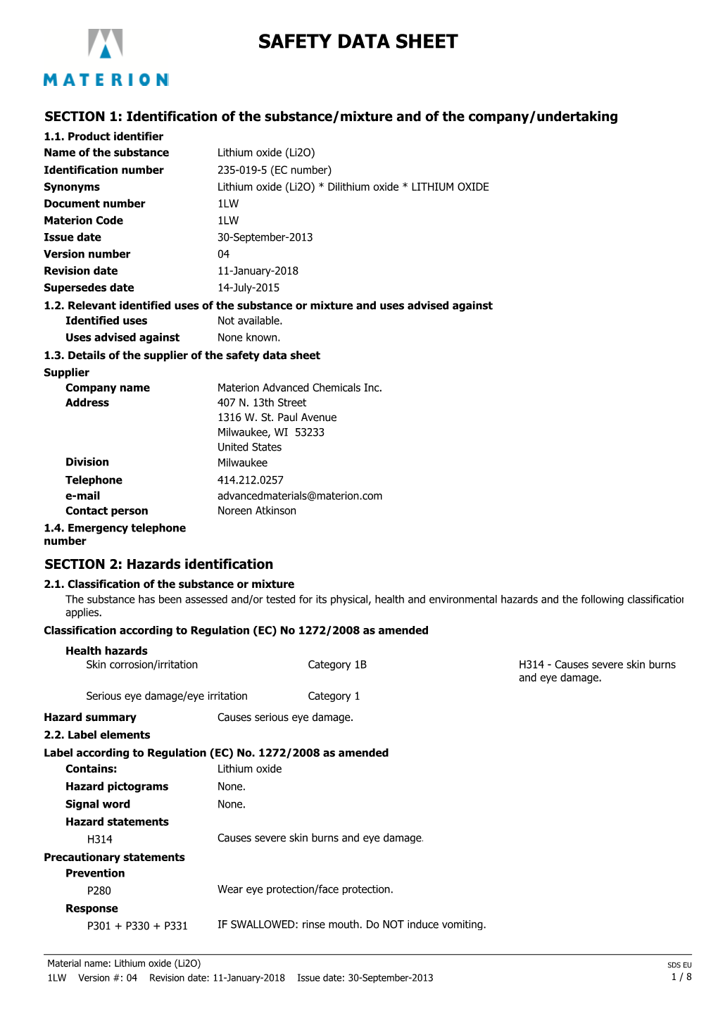 Safety Data Sheet