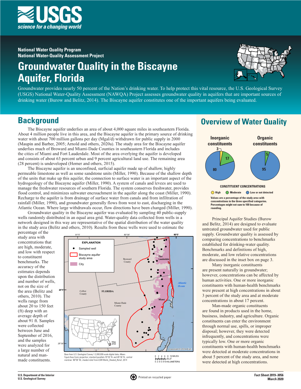 Biscayne Aquifer, Florida Groundwater Provides Nearly 50 Percent of the Nation’S Drinking Water