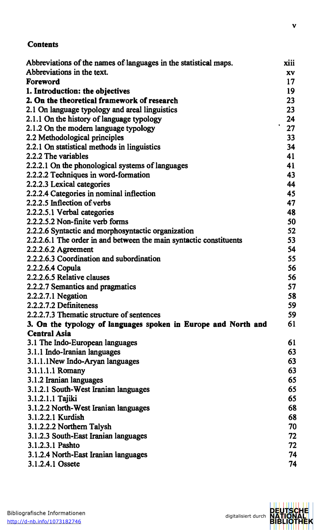 Contents Abbreviations of the Names of Languages in the Statistical Maps