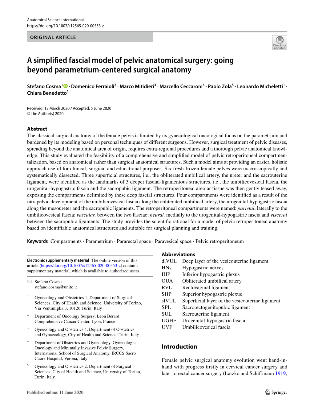 A Simplified Fascial Model of Pelvic Anatomical Surgery: Going Beyond