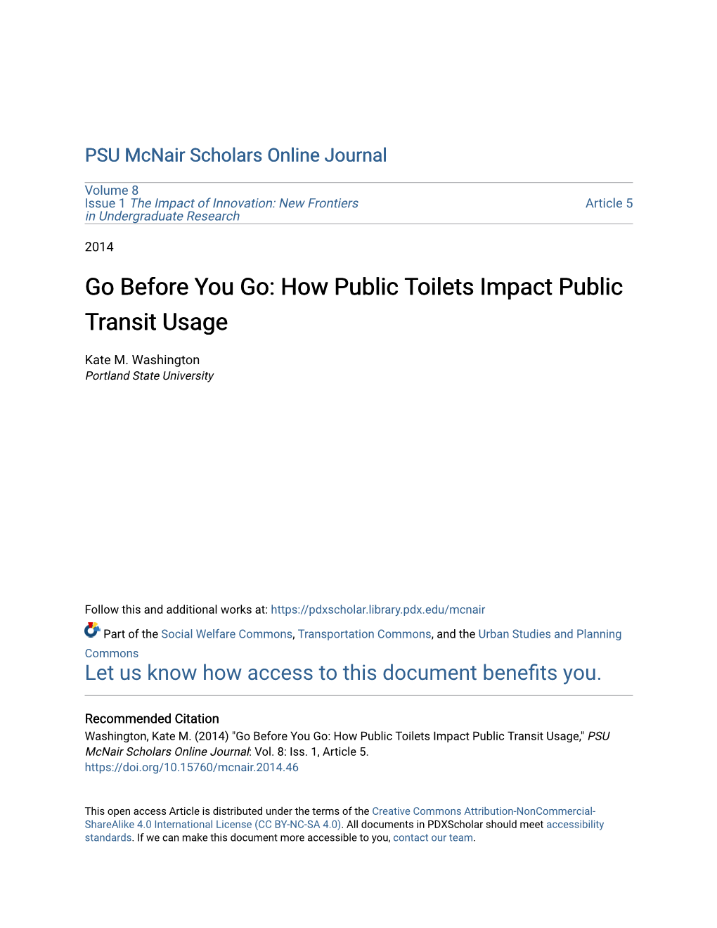 Go Before You Go: How Public Toilets Impact Public Transit Usage