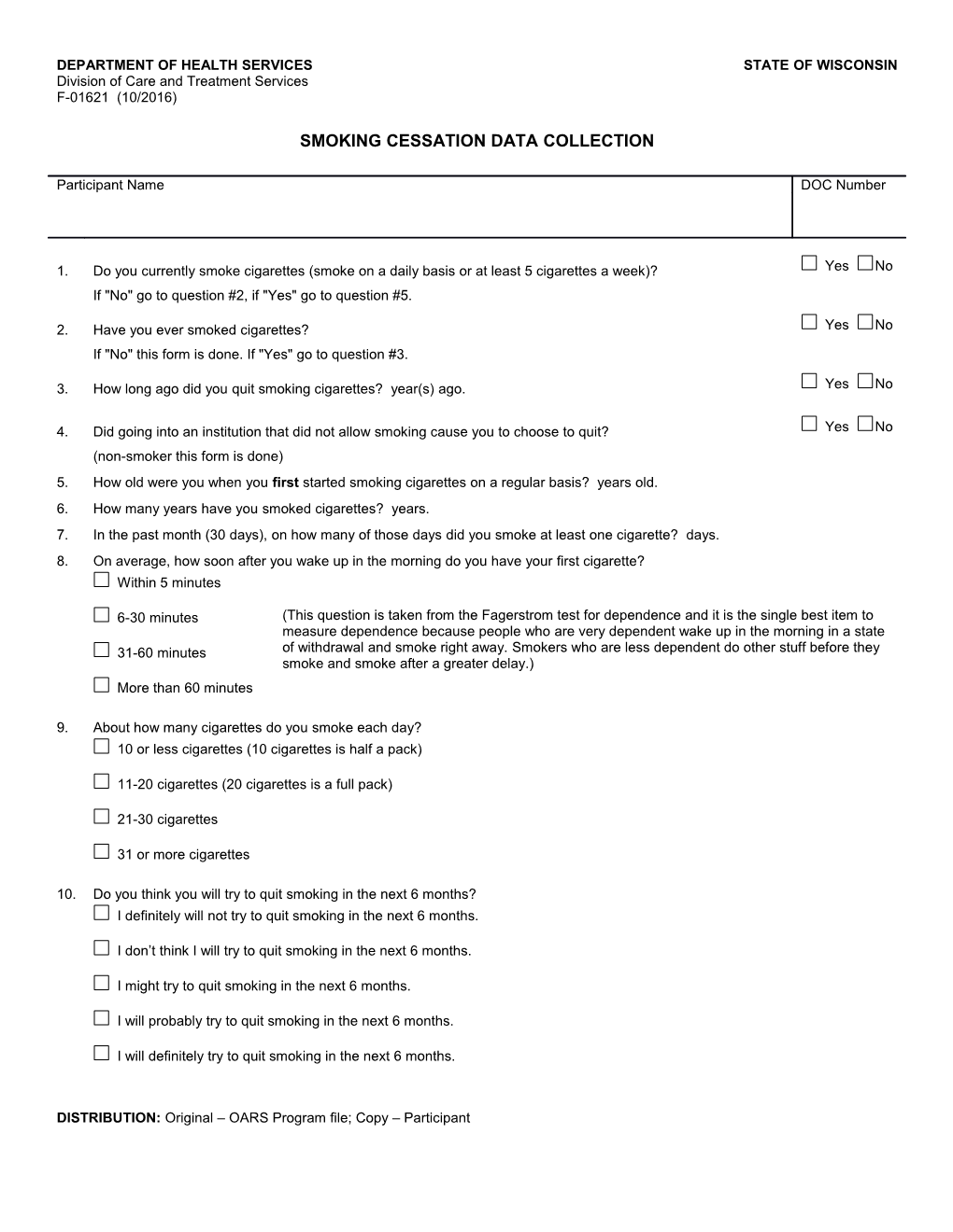 Smoking Cessation Data Collection-OARS