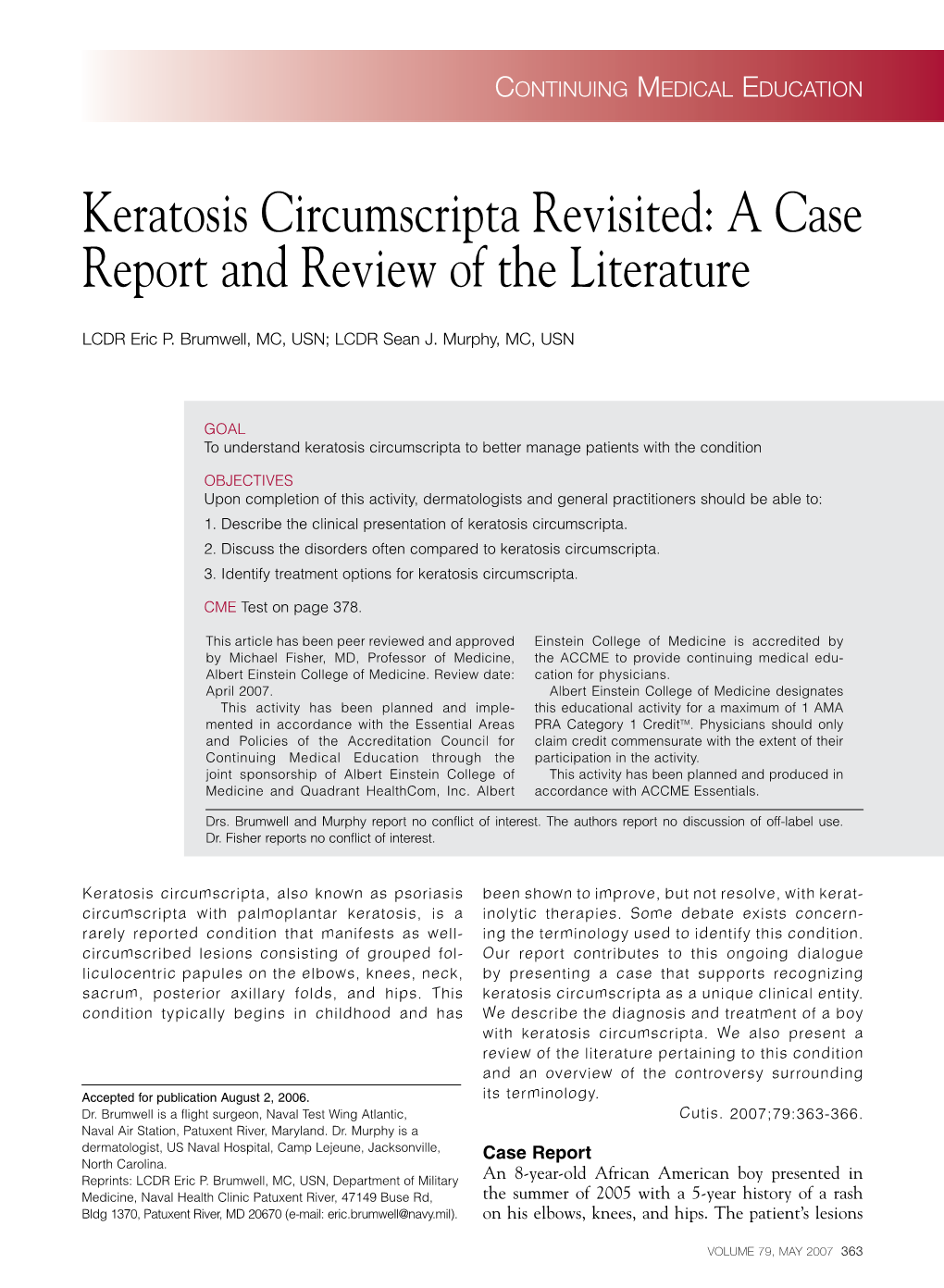Keratosis Circumscripta Revisited: a Case Report and Review of the Literature