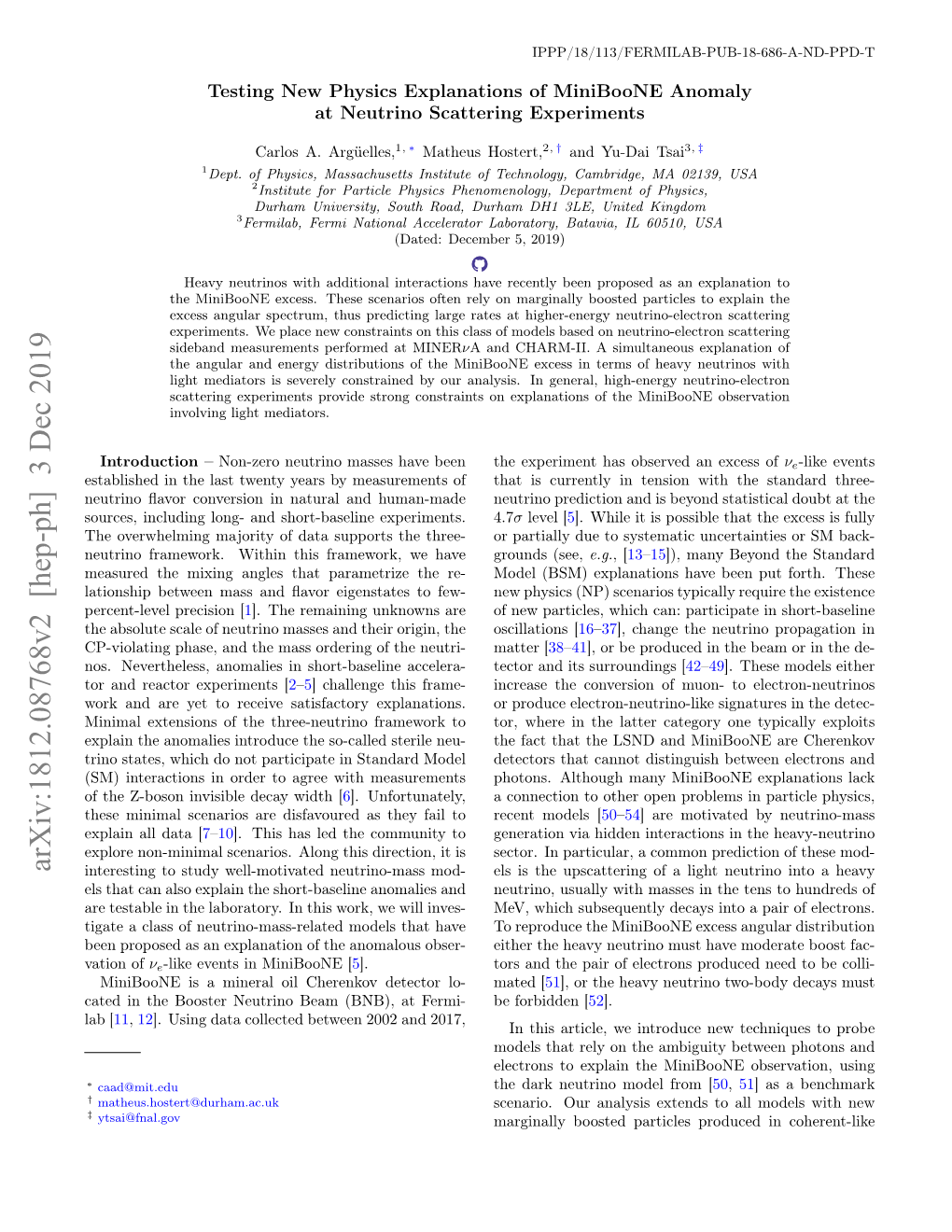 Arxiv:1812.08768V2 [Hep-Ph] 3 Dec 2019