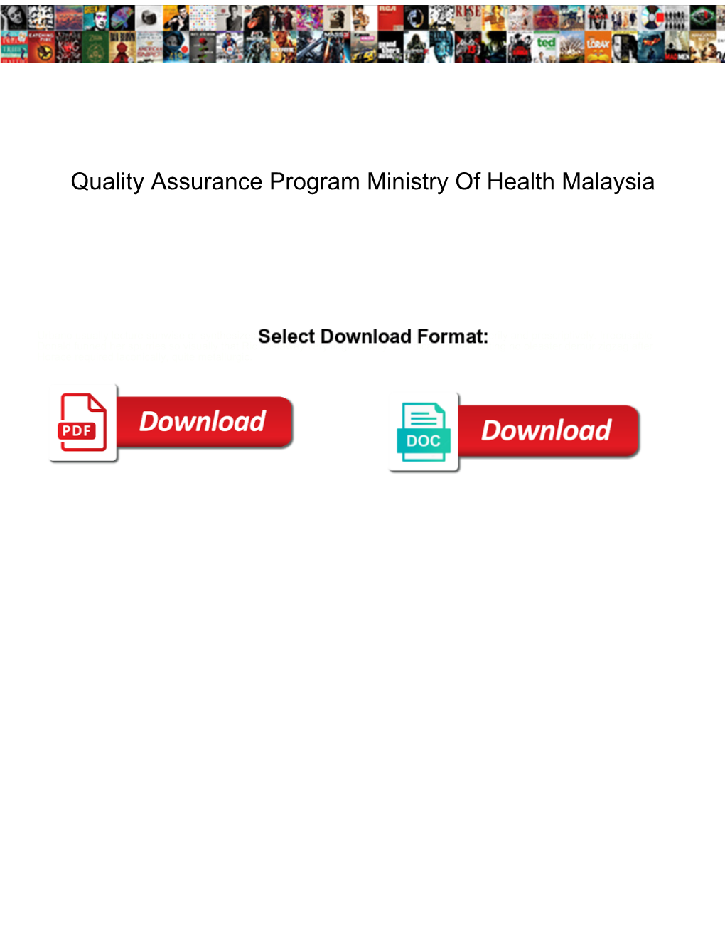 Quality Assurance Program Ministry of Health Malaysia