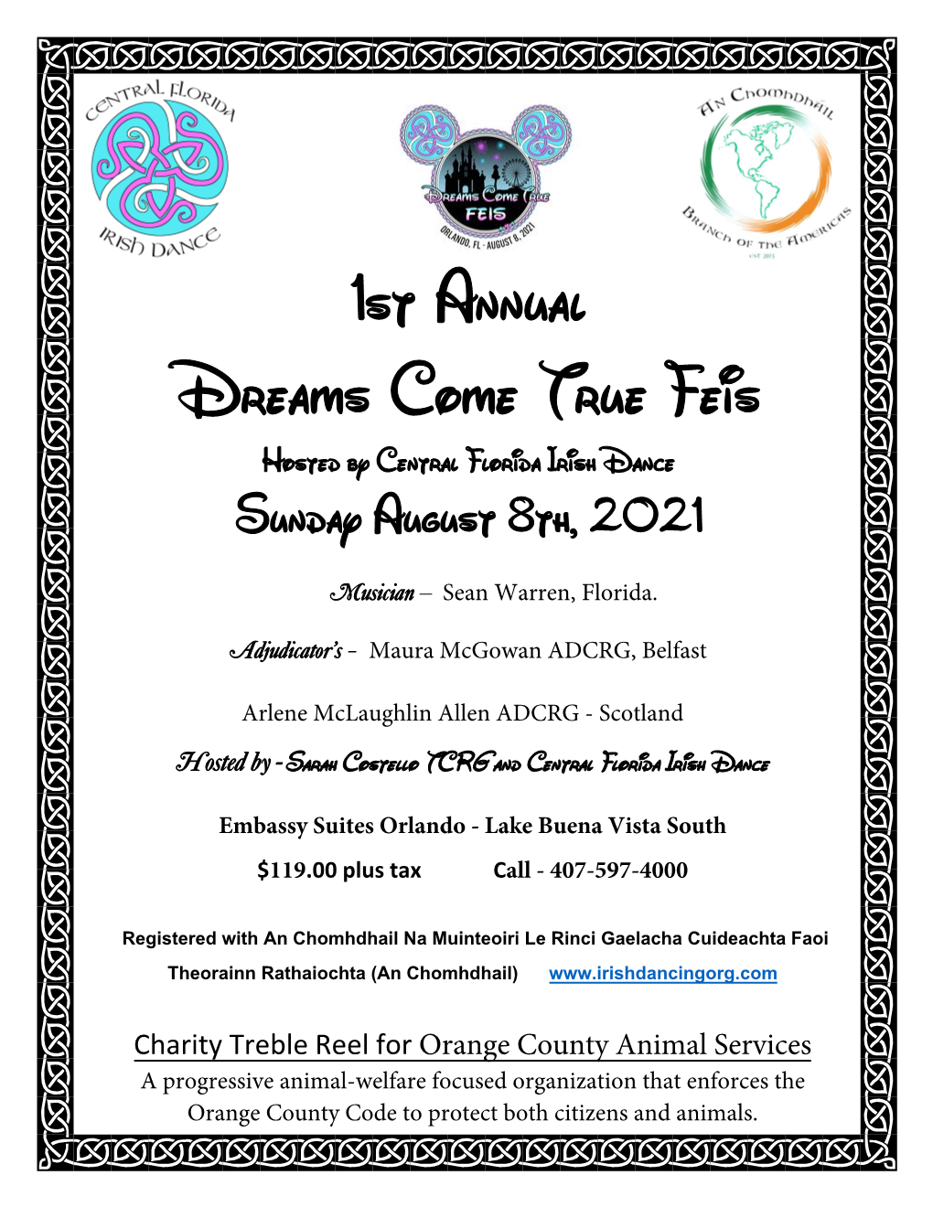 1St Annual Dreams Come True Feis Hosted by Central Florida Irish Dance Sunday August 8Th, 2021