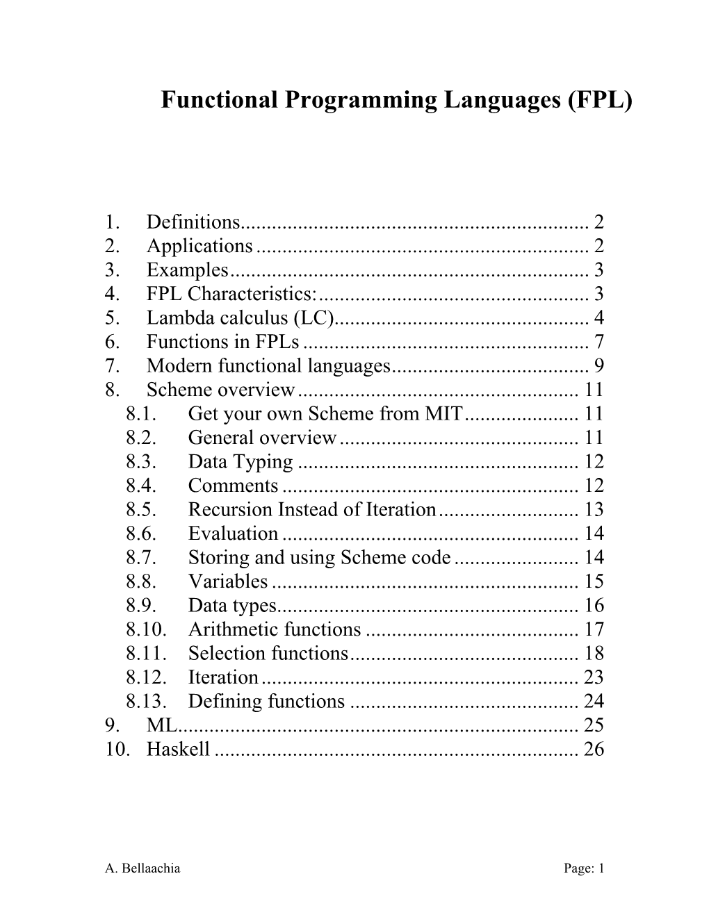 Functional Languages