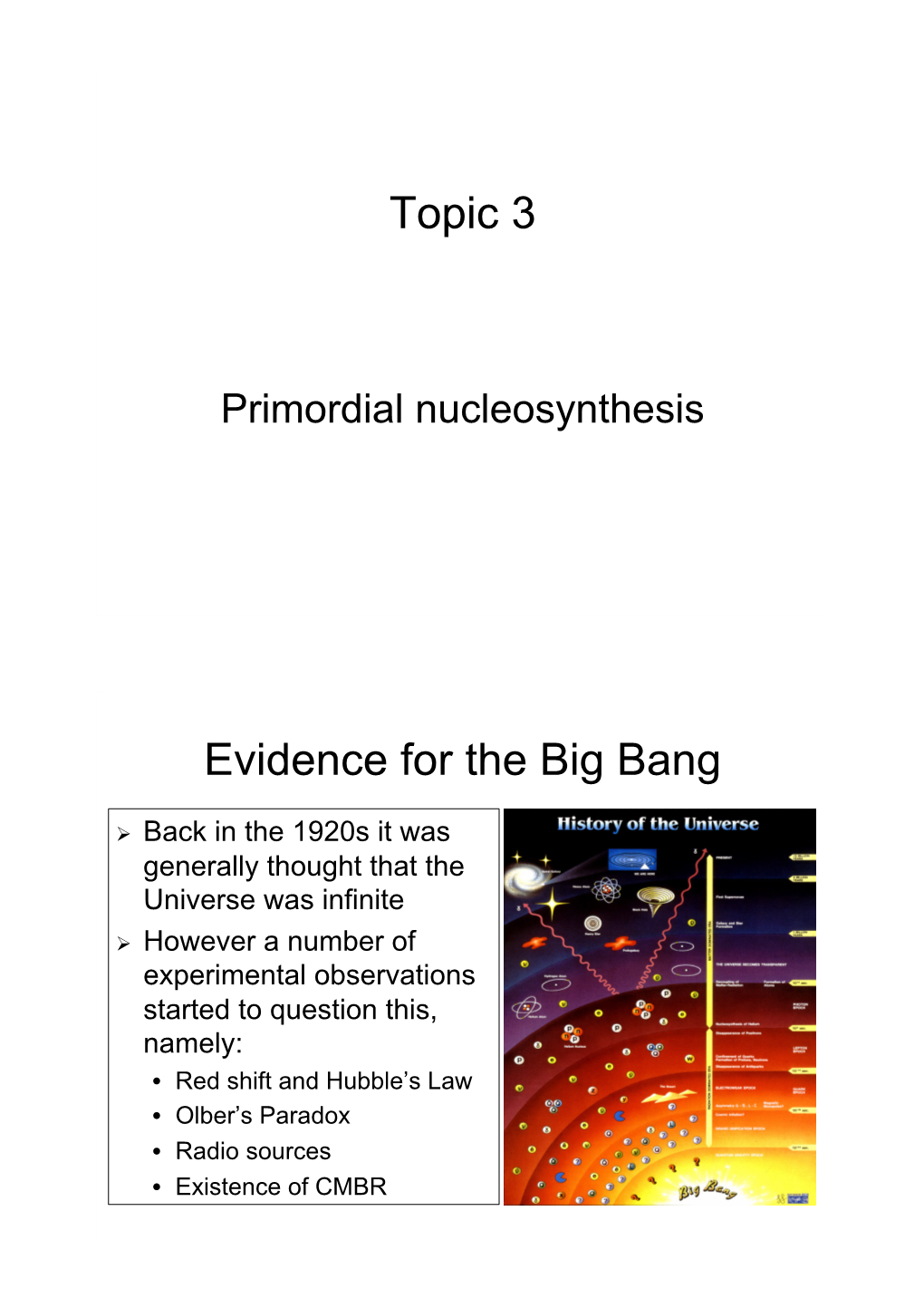 Topic 3 Evidence for the Big Bang