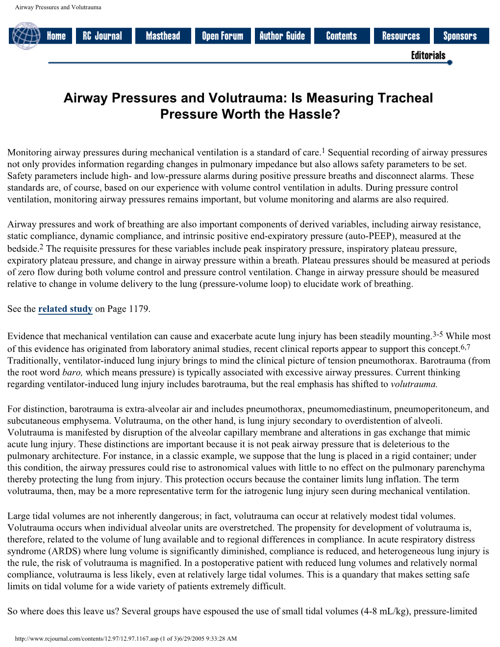 Airway Pressures and Volutrauma