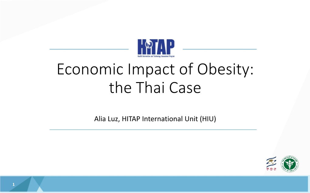 Economic Impact of Obesity: the Thai Case