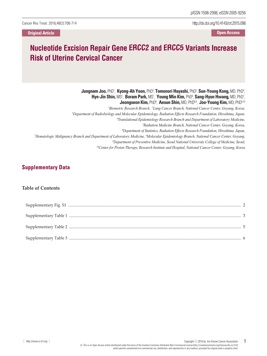 Nucleotide Excision Repair Gene ERCC2 and ERCC5 Variants Increase Risk of Uterine Cervical Cancer