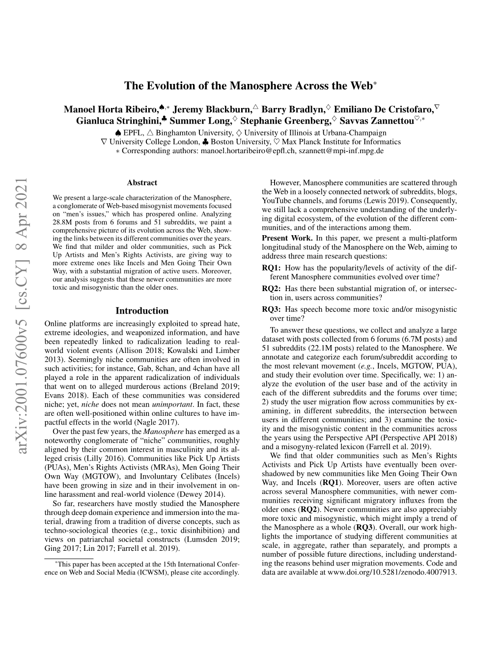 Arxiv:2001.07600V5 [Cs.CY] 8 Apr 2021 Leged Crisis (Lilly 2016)