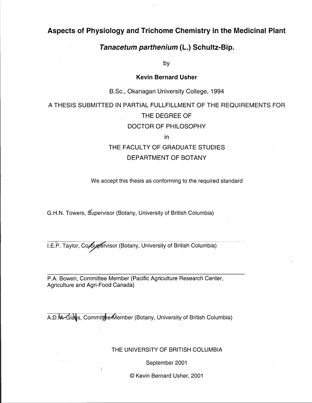 Aspects of Physiology and Trichome Chemistry in the Medicinal Plant