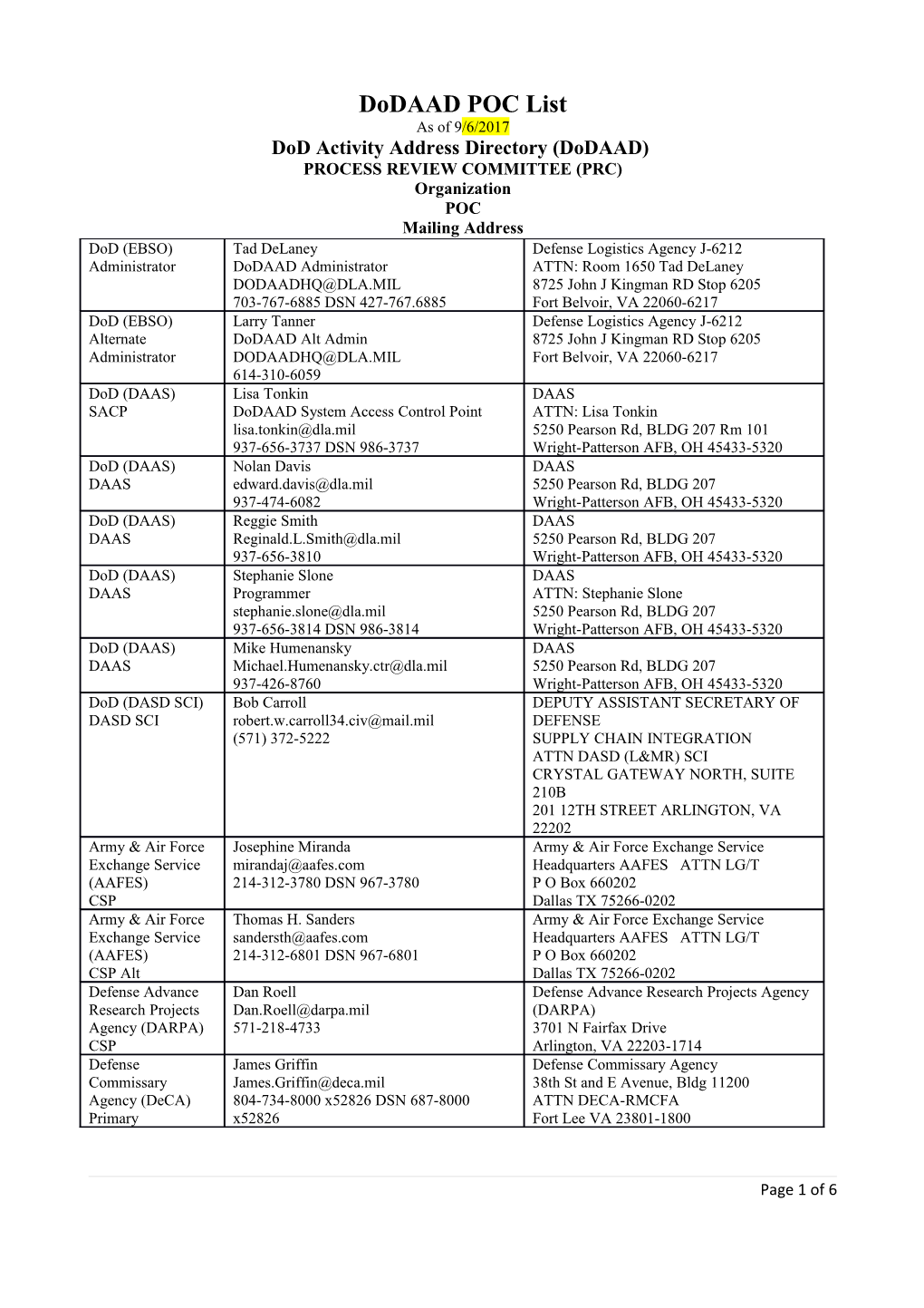 Dodaad PRC List