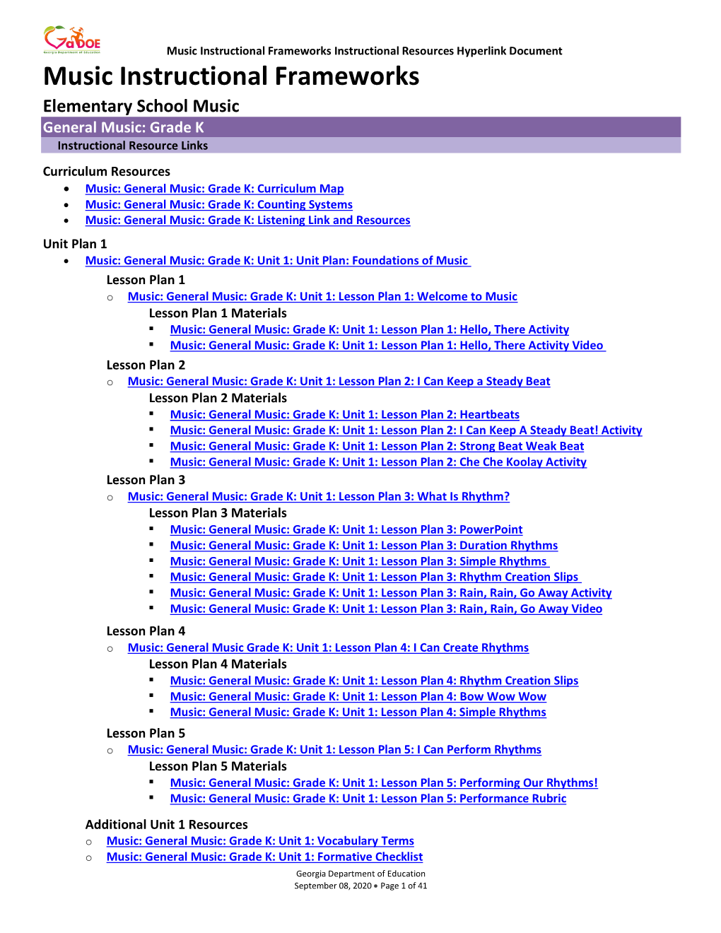 Music Instructional Frameworks Instructional Resources Hyperlink Document Music Instructional Frameworks