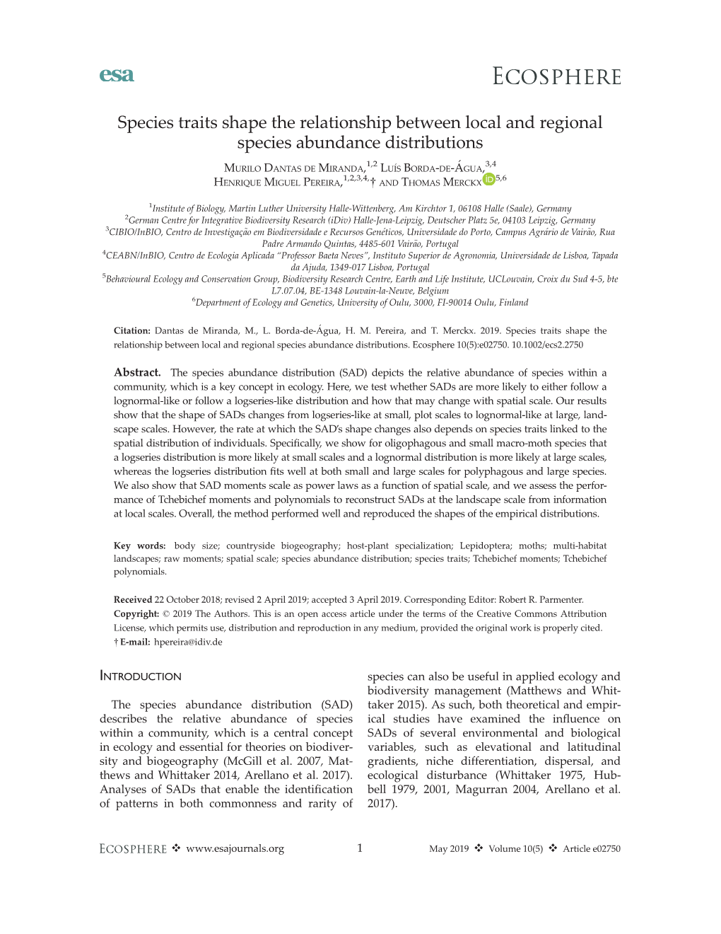 Species Traits Shape the Relationship Between Local and Regional Species