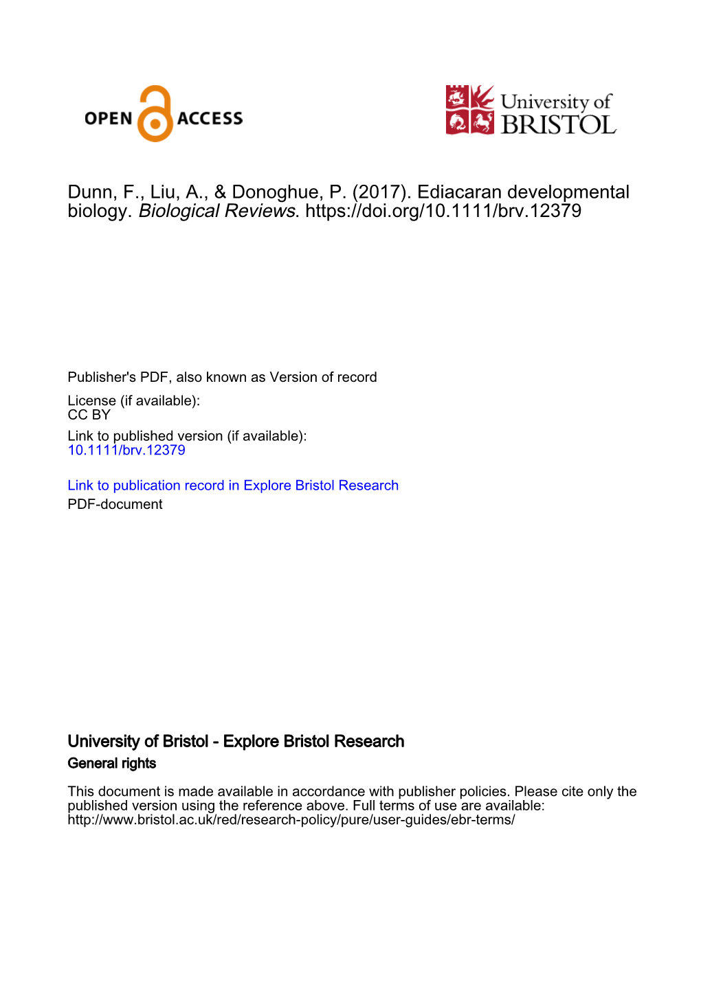 Ediacaran Developmental Biology