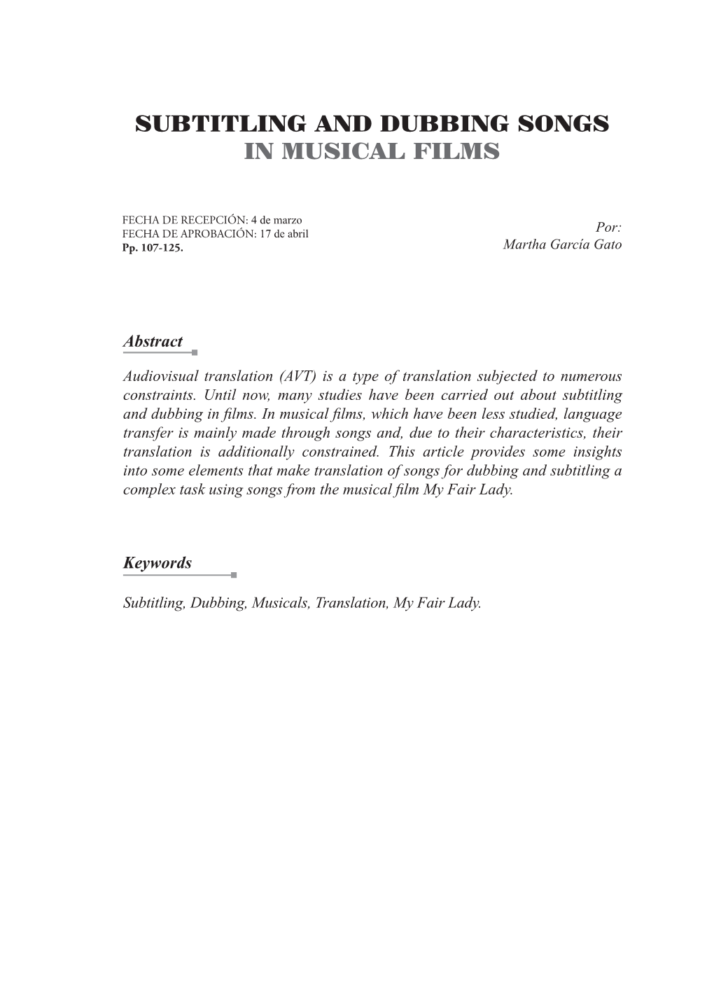 Subtitling and Dubbing Songs in Musical Films