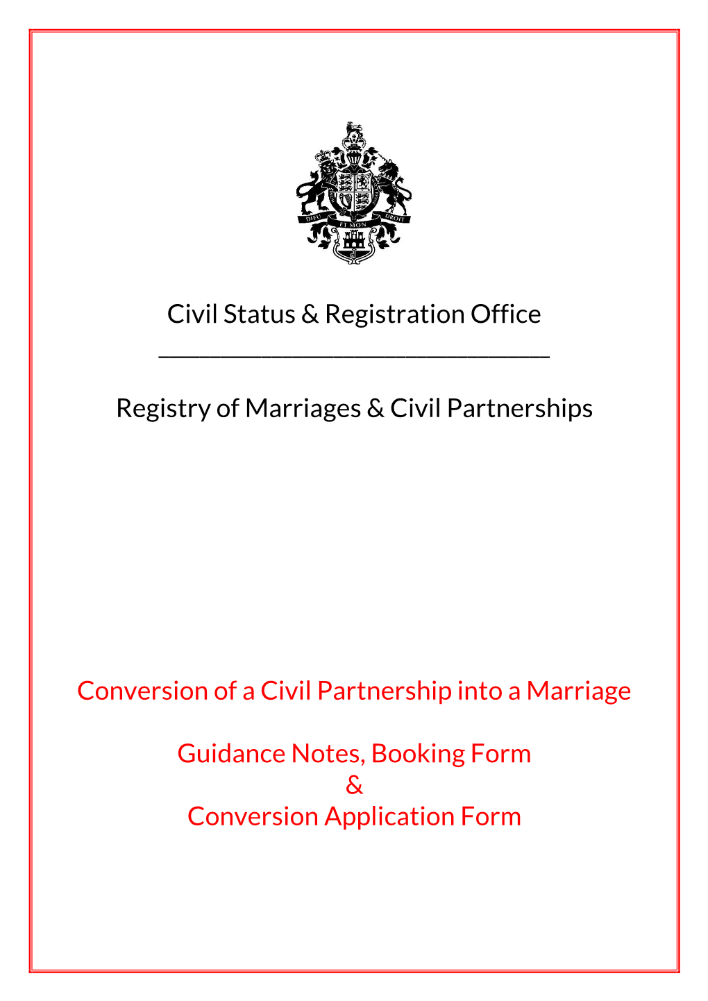 Registry of Marriages & Civil Partnerships