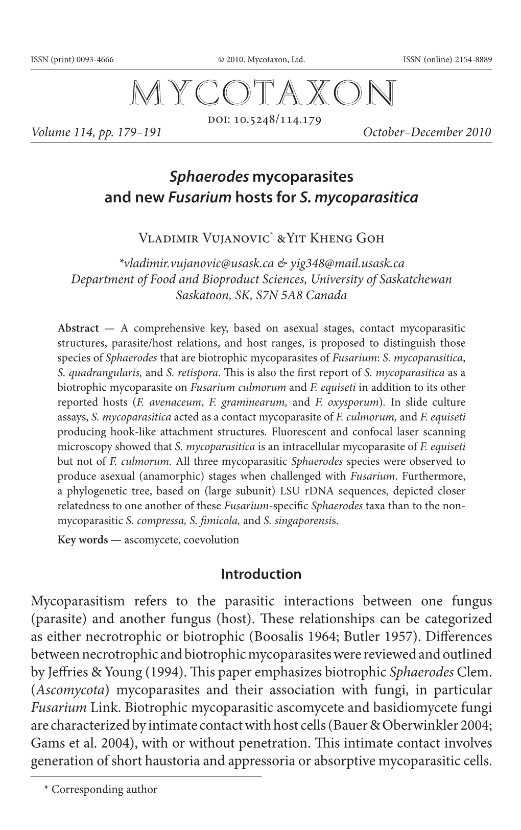 Mycoparasites and New <I>Fusarium</I>