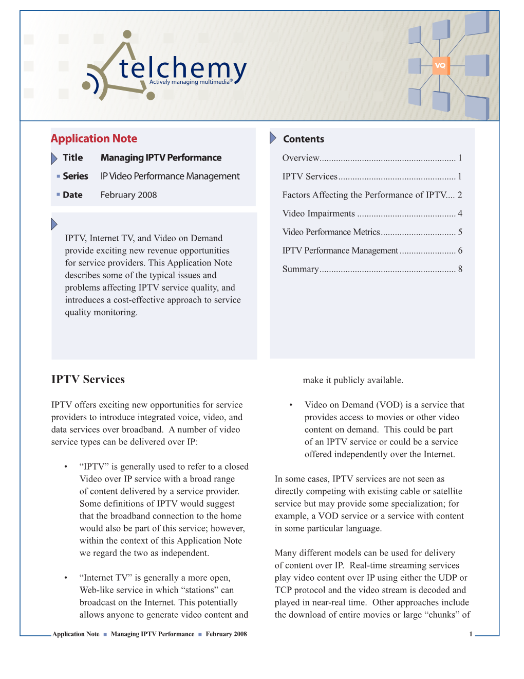 Application Note IPTV Services