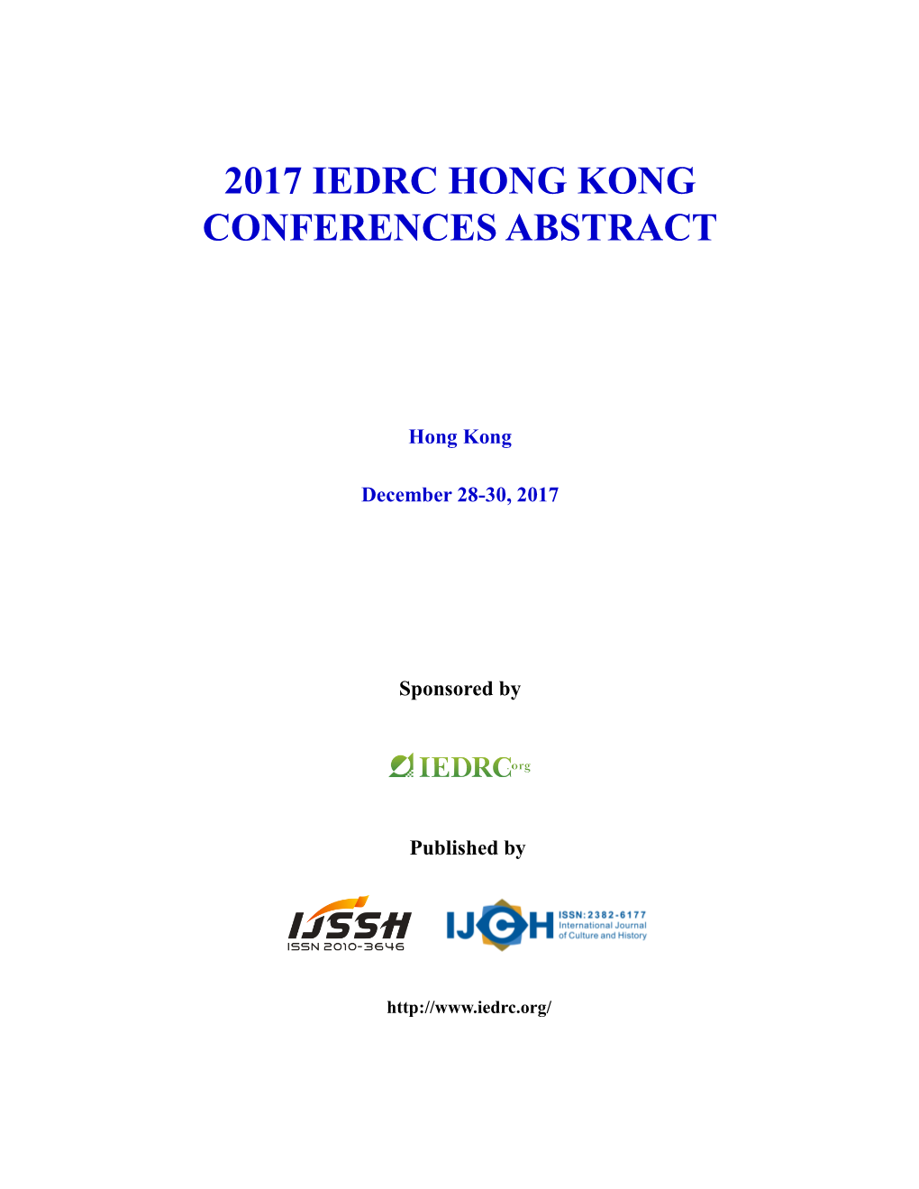 2017 Iedrc Hong Kong Conferences Abstract
