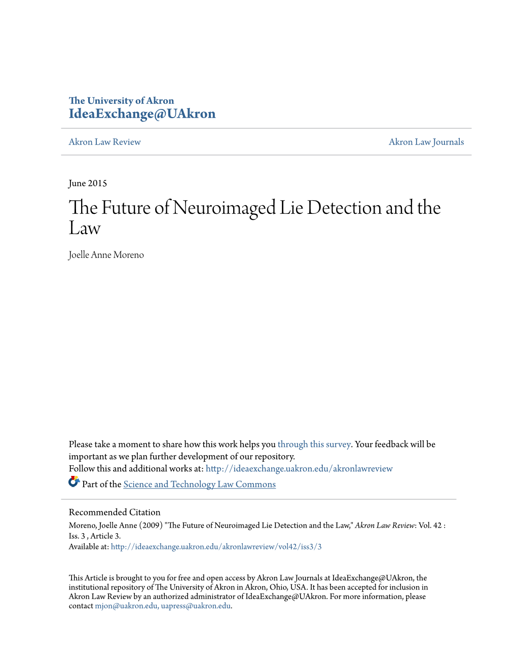 The Future of Neuroimaged Lie Detection and the Law