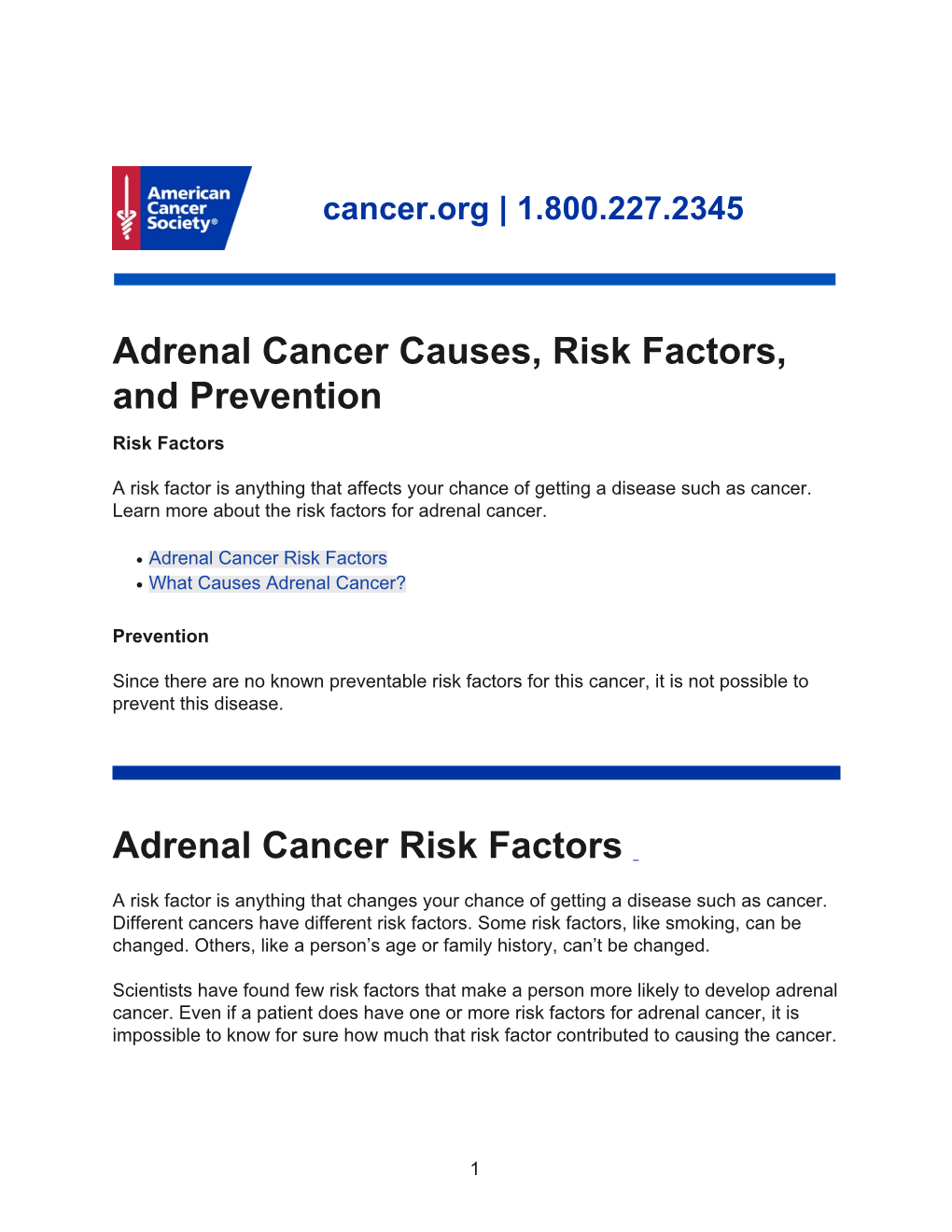 Adrenal Cancer Causes, Risk Factors, and Prevention Adrenal