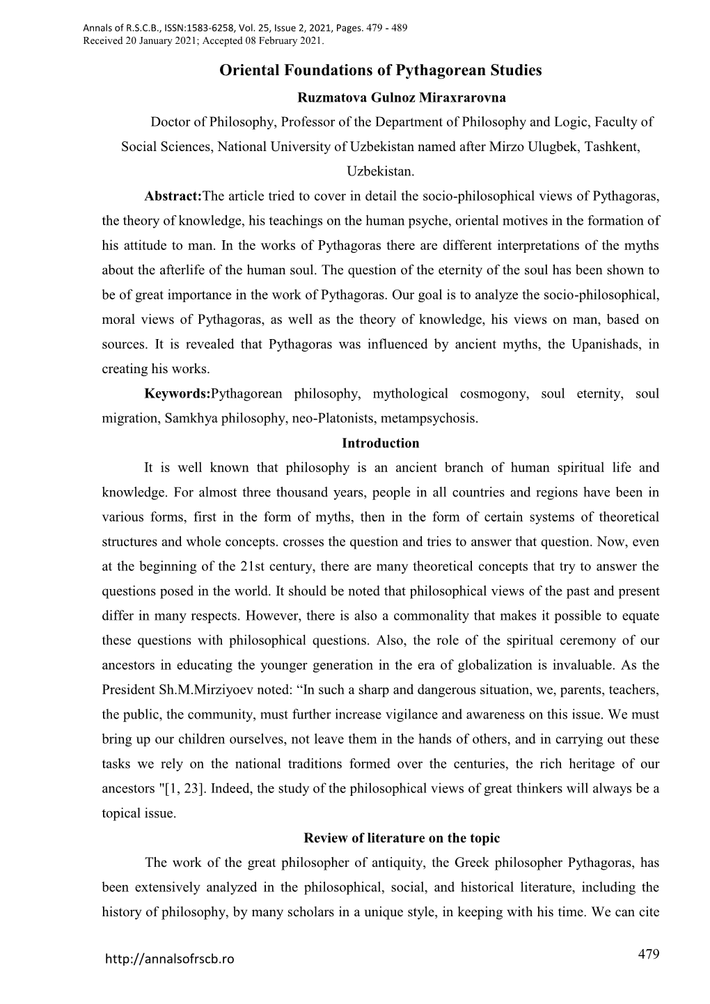 Oriental Foundations of Pythagorean Studies