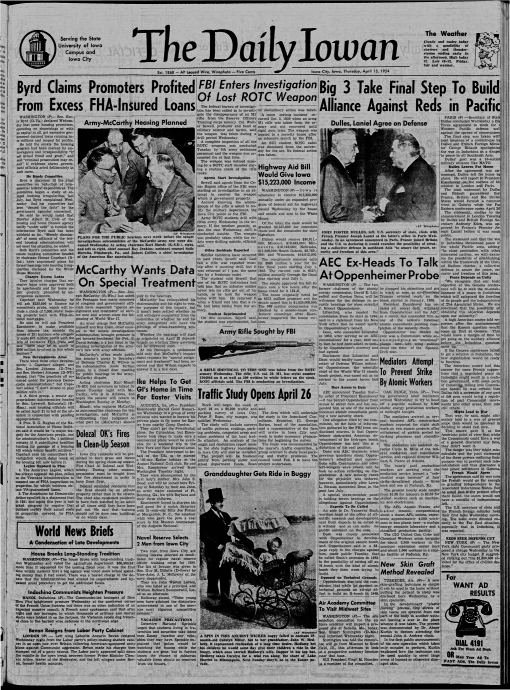 Daily Iowan (Iowa City, Iowa), 1954-04-15