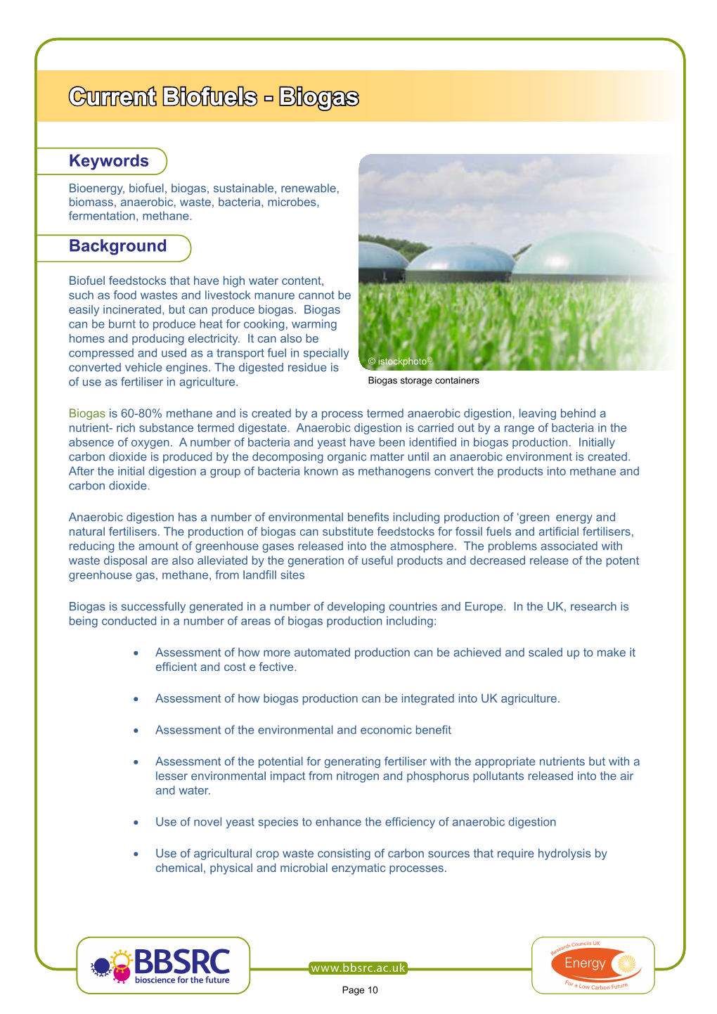 Biogas Current Biofuels