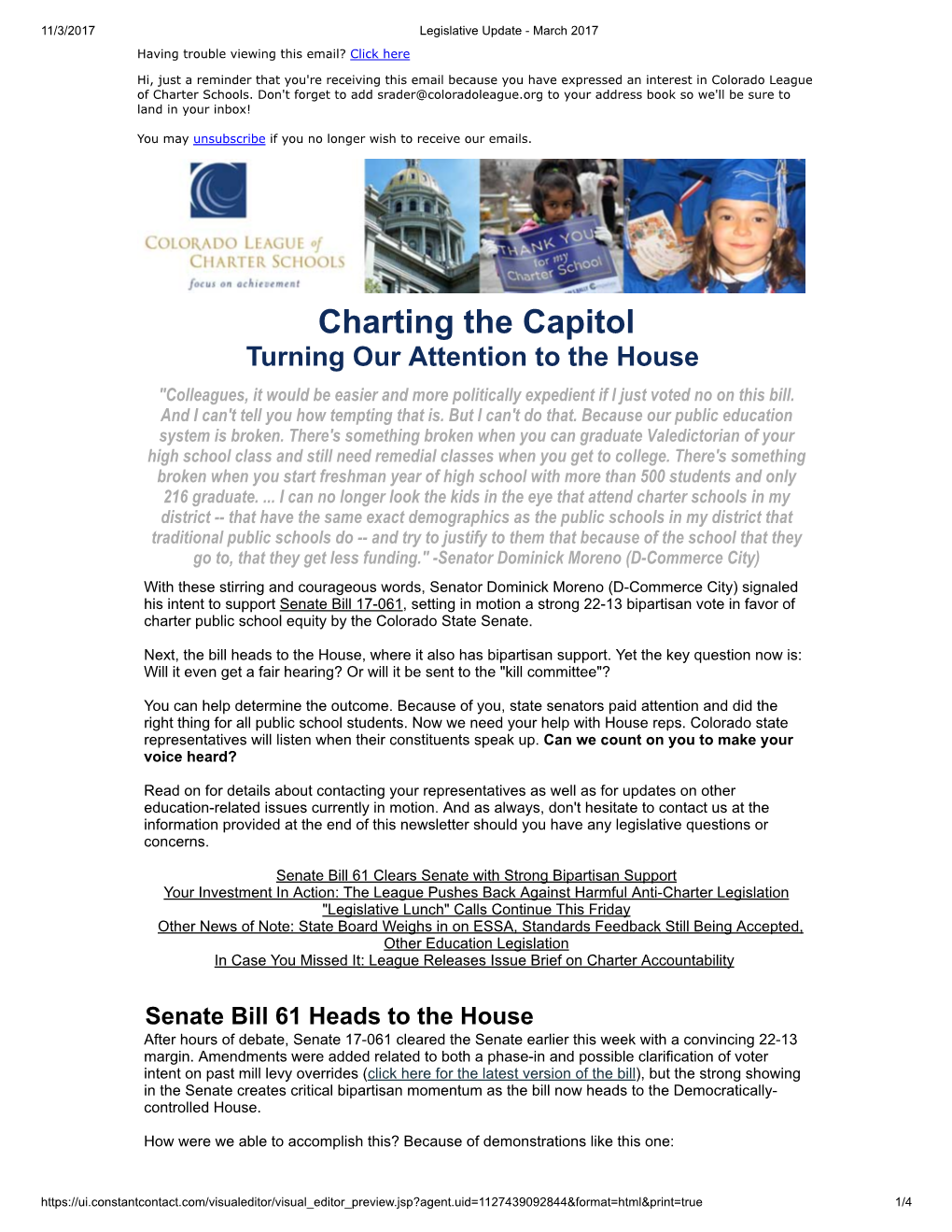 Charting the Capitol Turning Our Attention to the House "Colleagues, It Would Be Easier and More Politically Expedient If I Just Voted No on This Bill