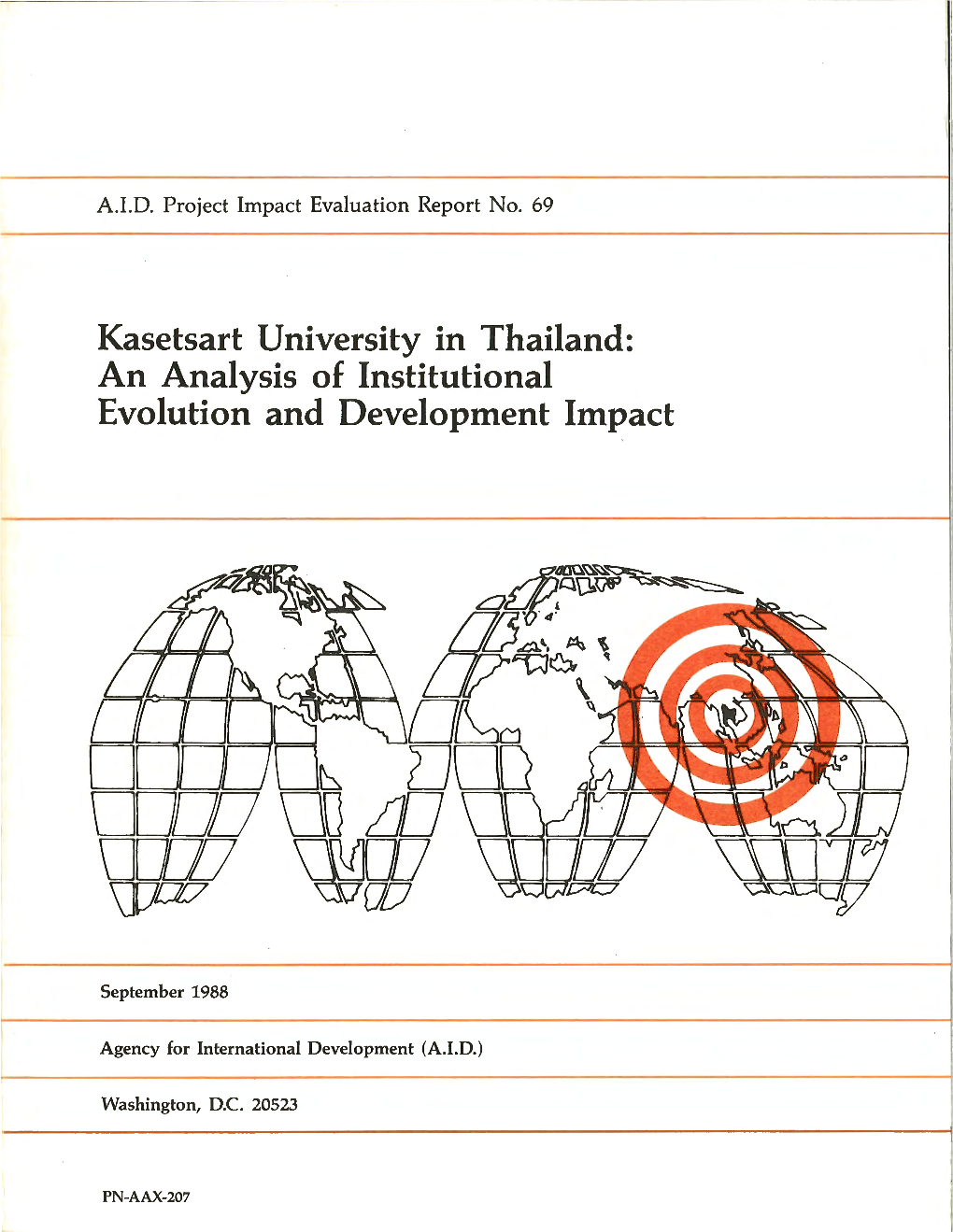 Kasetsart University in Thailand: an Analysis of Institutional Evolution and Developntent Lntpact