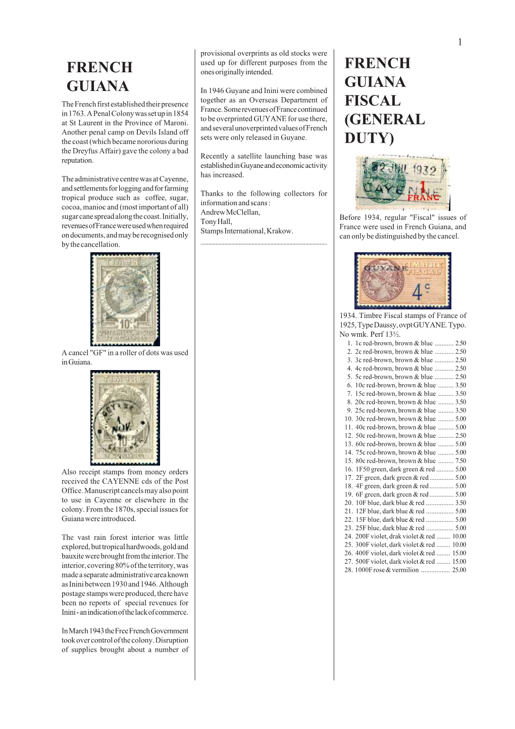 French Guiana, and Stamps International, Krakow