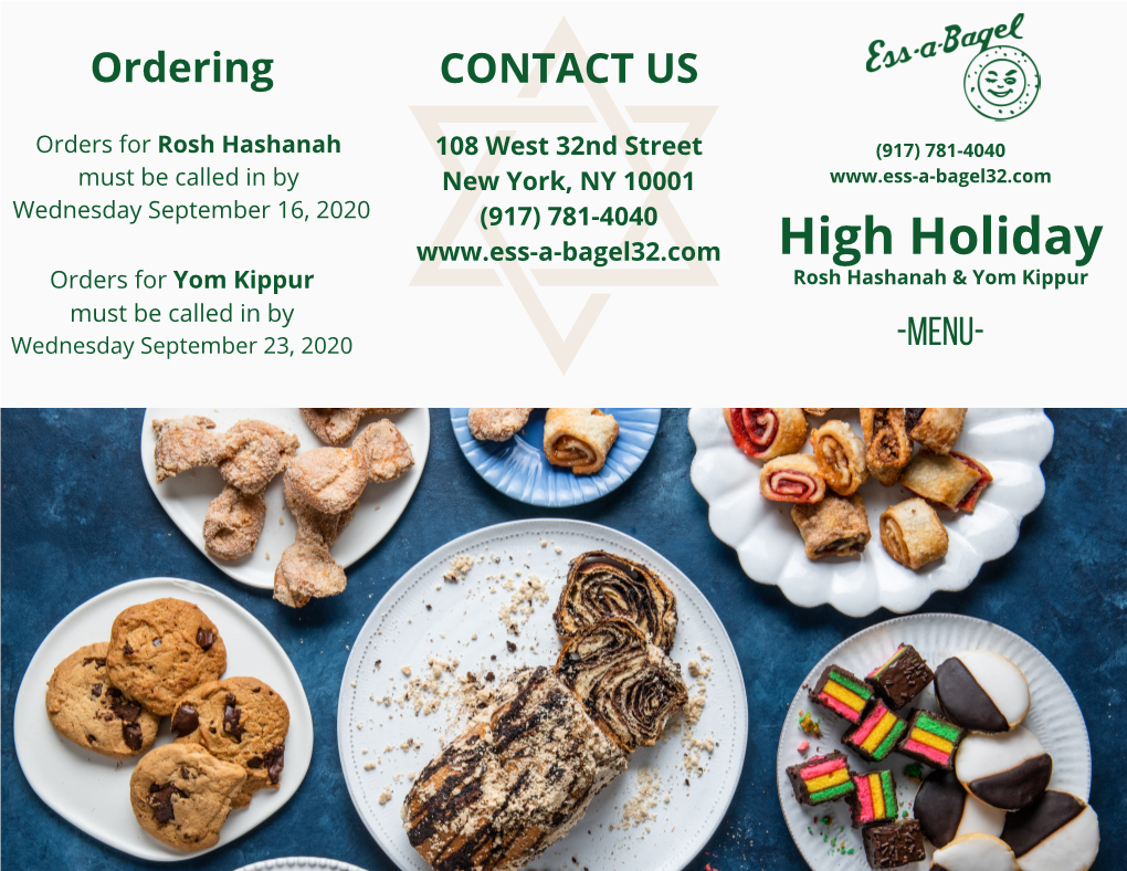 High Holiday Menu 32Nd